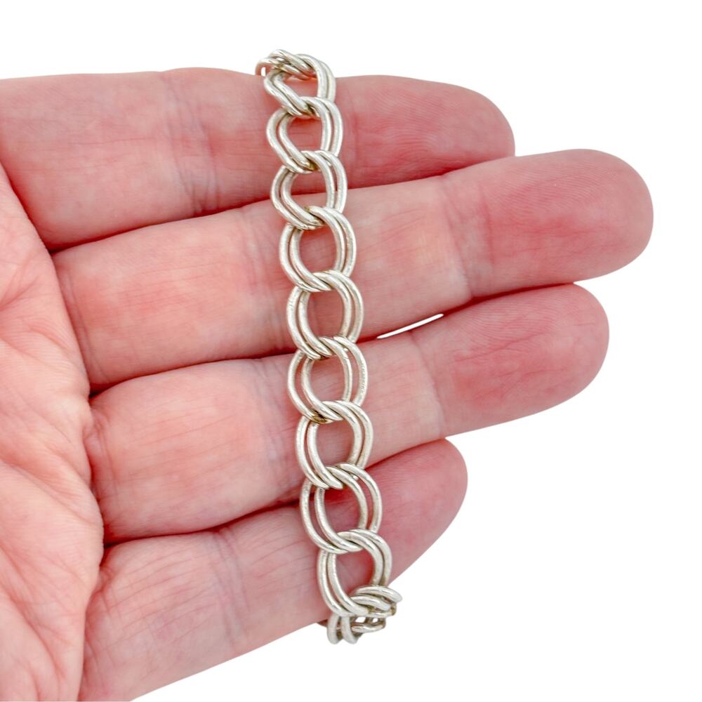 Vintage Sterling Silver 925 Double Link Bracelet 7.5"